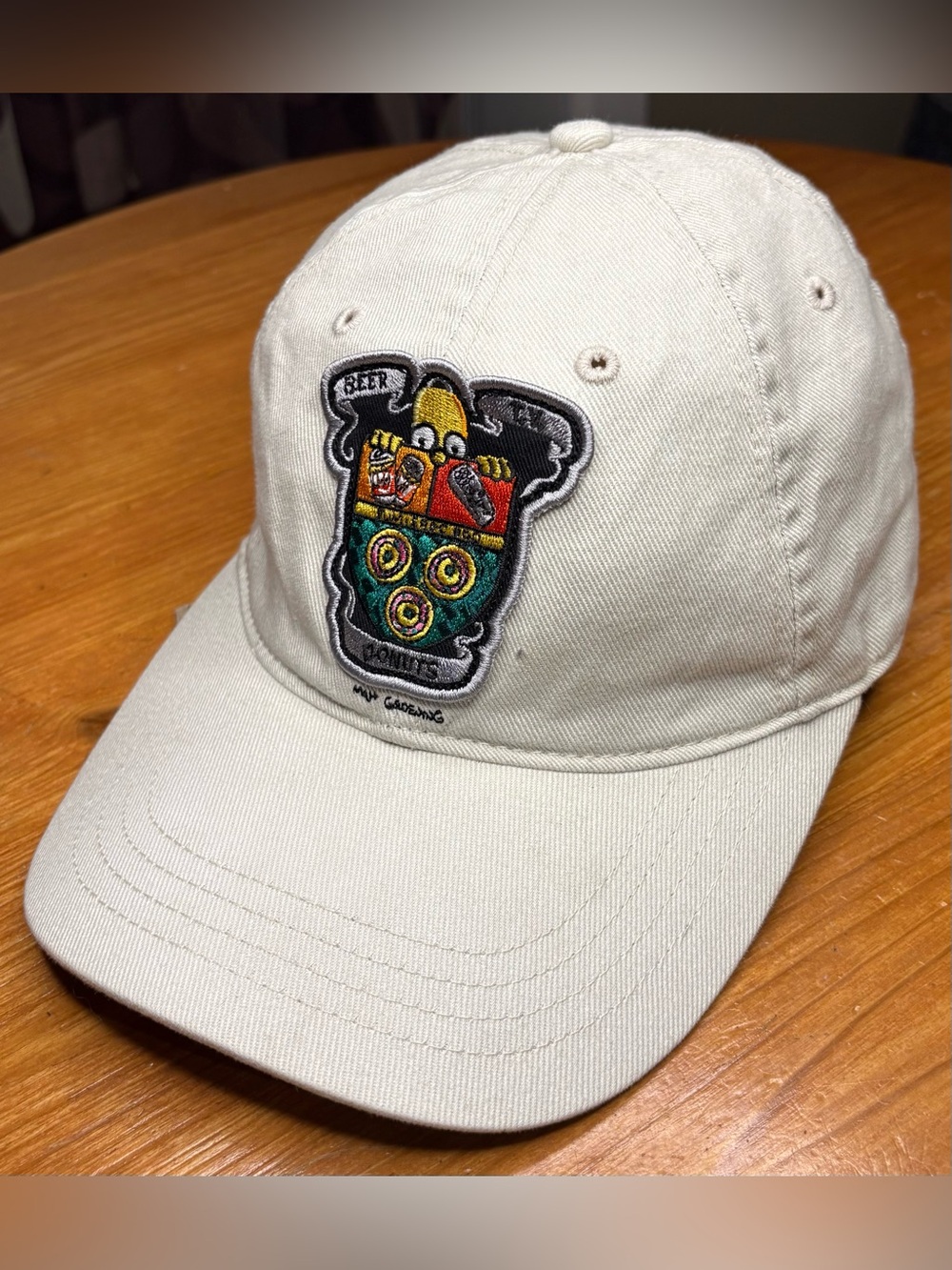 2007 Homer The Simpsons Beer Donuts TV Cream Strapback Hat OSFA EUC